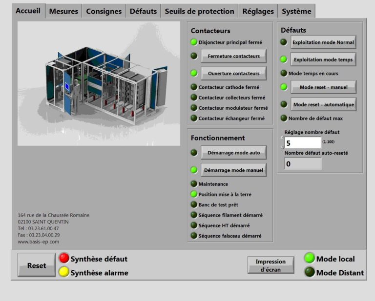 Banc de test 60kV – Supervision